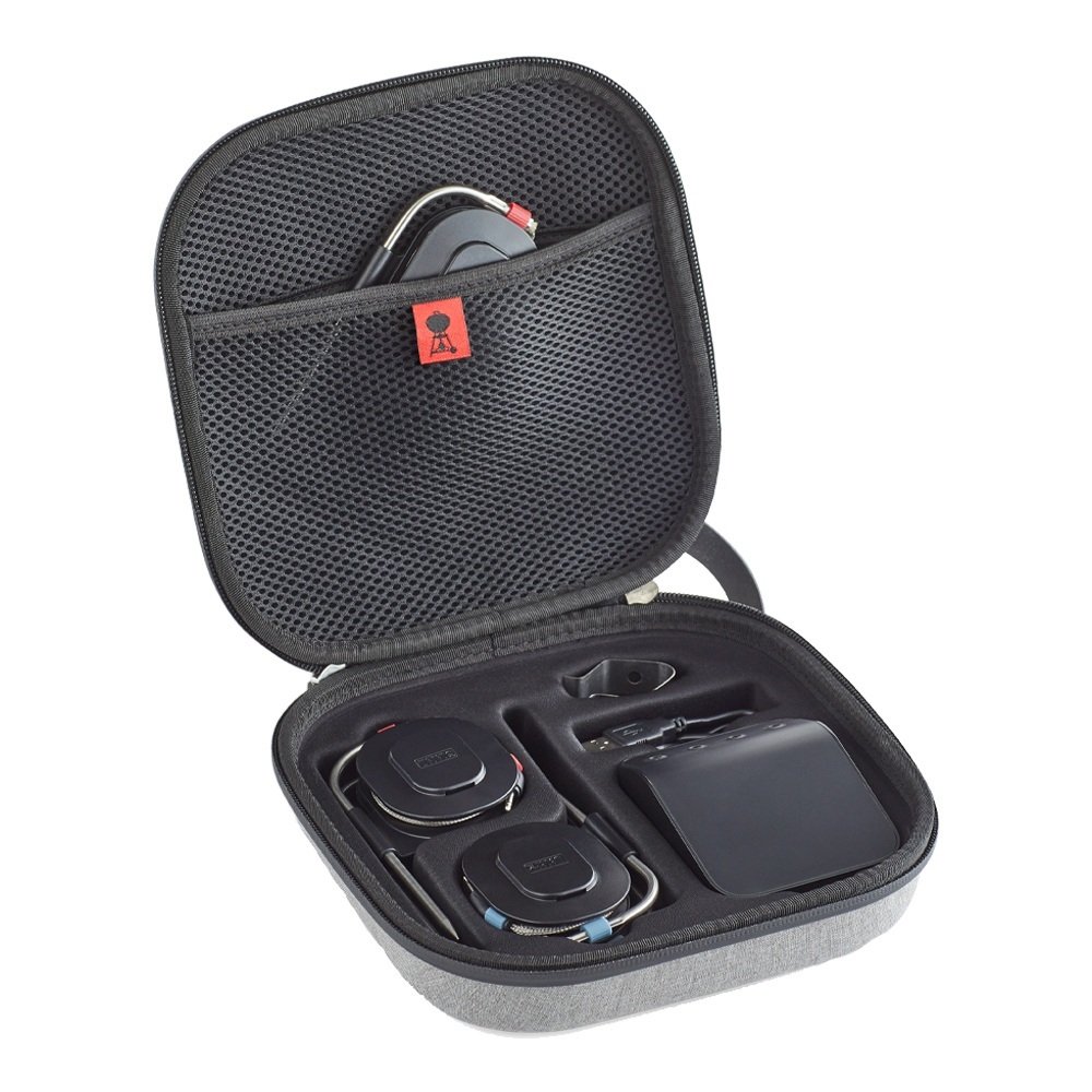 custodia grigia con zip per termometro wifi weber connect aperta