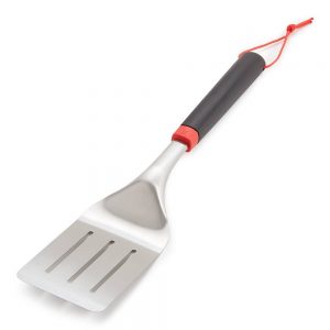 Spatola in acciaio inox per barbecue con impugnatura antiscivolo in plastica.