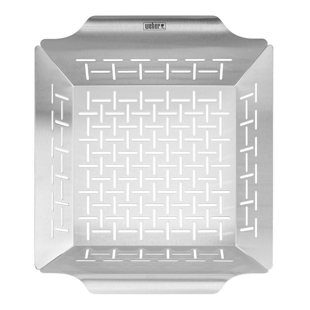 Vassoio di cottura deluxe in acciaio inox con manici, compatibile con la maggior parte dei barbecue Weber.