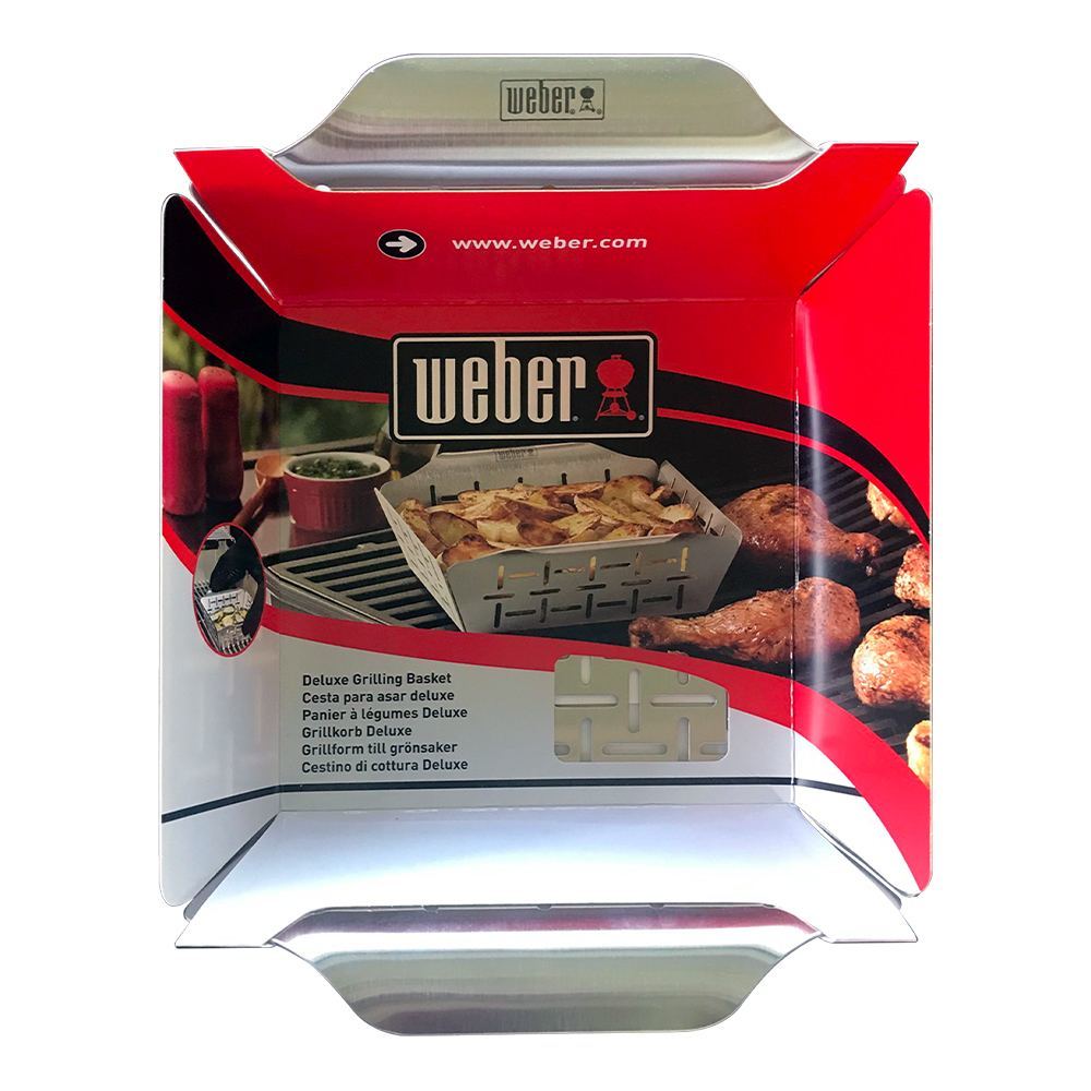 Vassoio di cottura deluxe in acciaio inox con manici, compatibile con la maggior parte dei barbecue Weber.