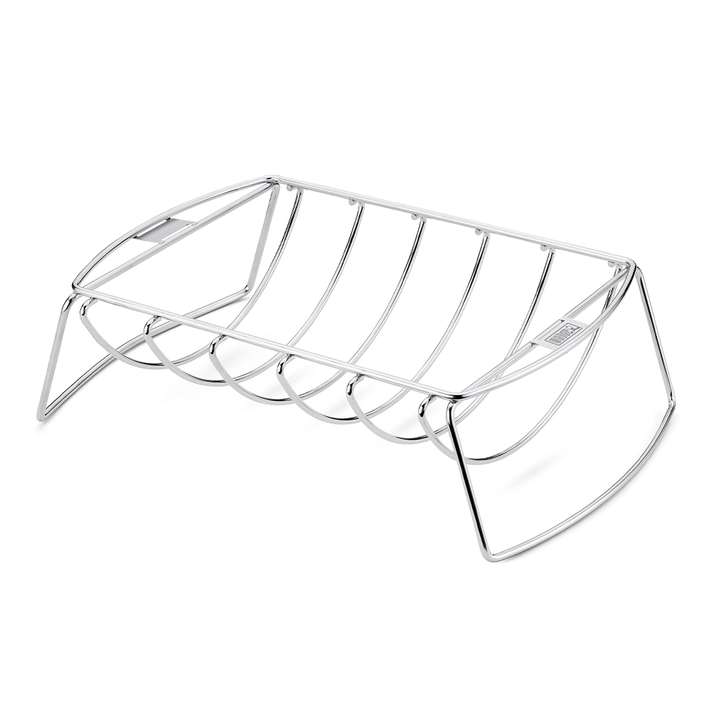 Supporto di cottura premium in acciaio inox ideale per costine e arrosti.