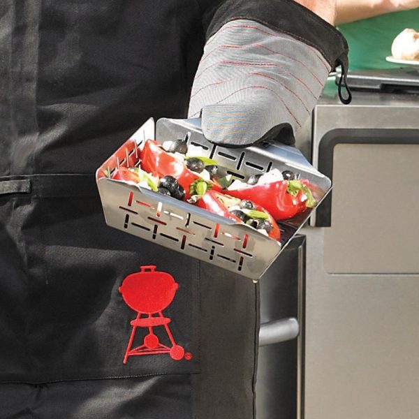 Vassoio di cottura deluxe in acciaio inox con manici compatibile con tutti i modelli di barbecue.