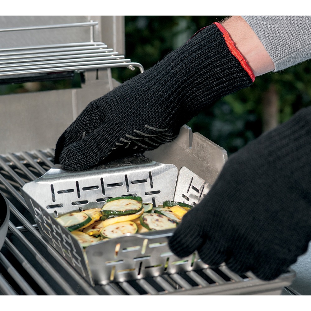 Vassoio di cottura deluxe in acciaio inox con manici compatibile con tutti i modelli di barbecue.