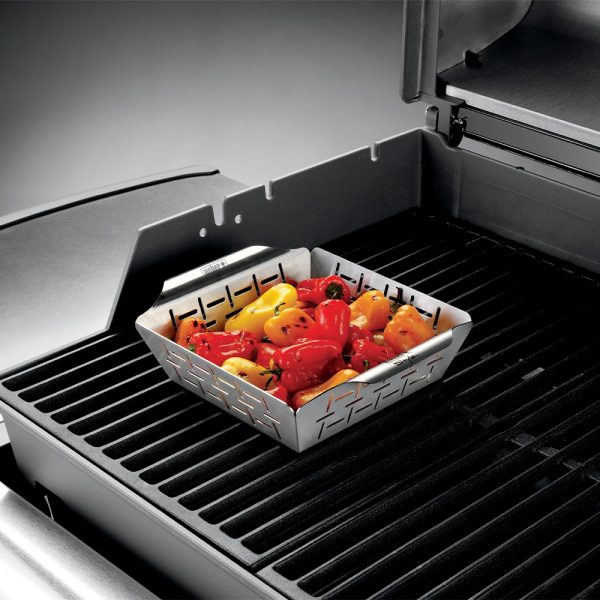 Vassoio di cottura deluxe in acciaio inox con manici compatibile con tutti i modelli di barbecue.
