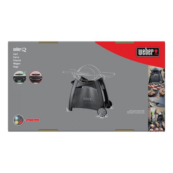 Carrello Deluxe robusto, compatibile con tutti i barbecue Weber Q delle serie 2000