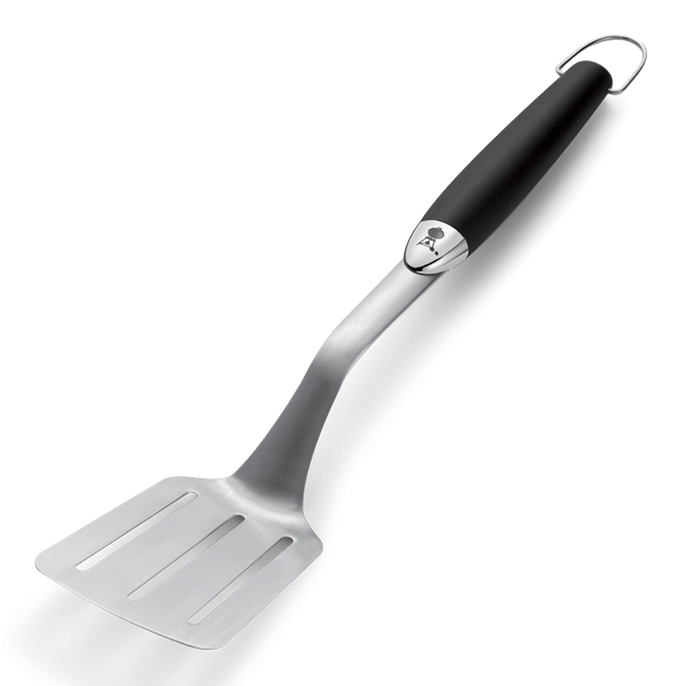 Spatola in acciaio inox per barbecue con impugnatura antiscivolo soft-touch.