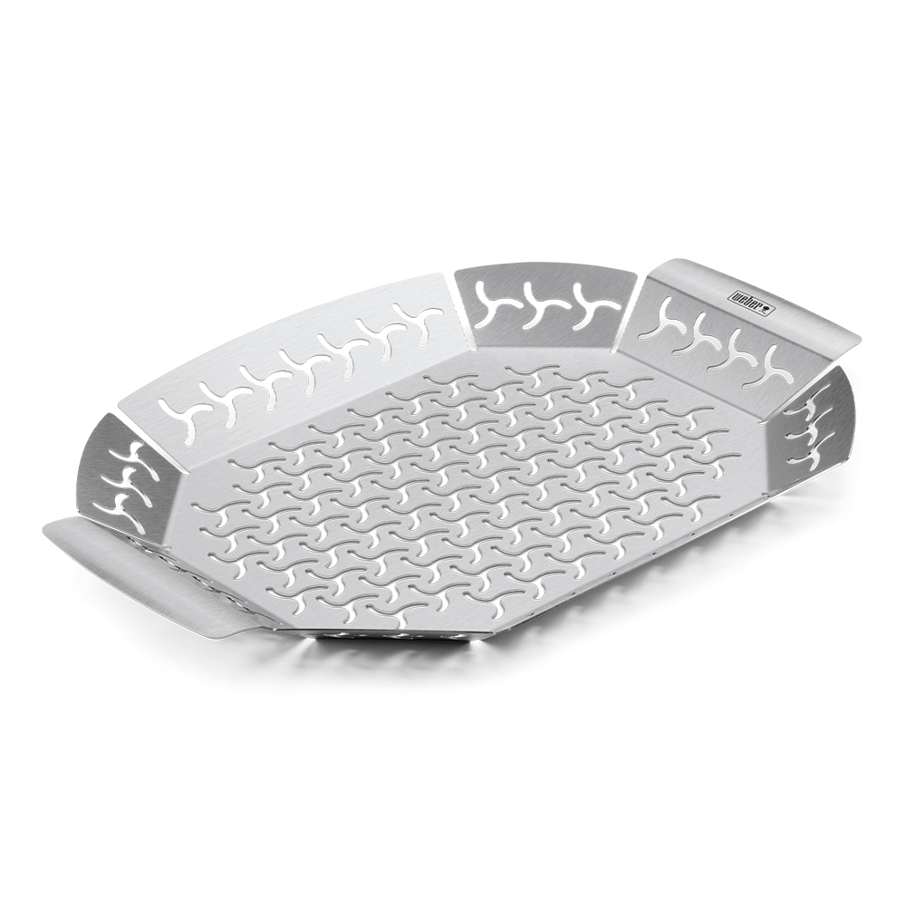 Vassoio di cottura in acciaio inox con manici compatibile con tutti i modelli di barbecue.