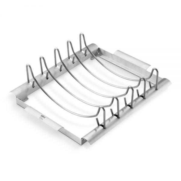 Supporto di cottura deluxe in acciaio cromato ideale per costine e arrosti.