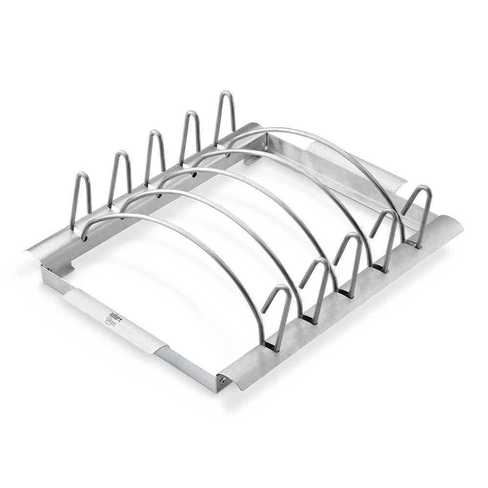 Supporto di cottura deluxe in acciaio cromato ideale per costine e arrosti.