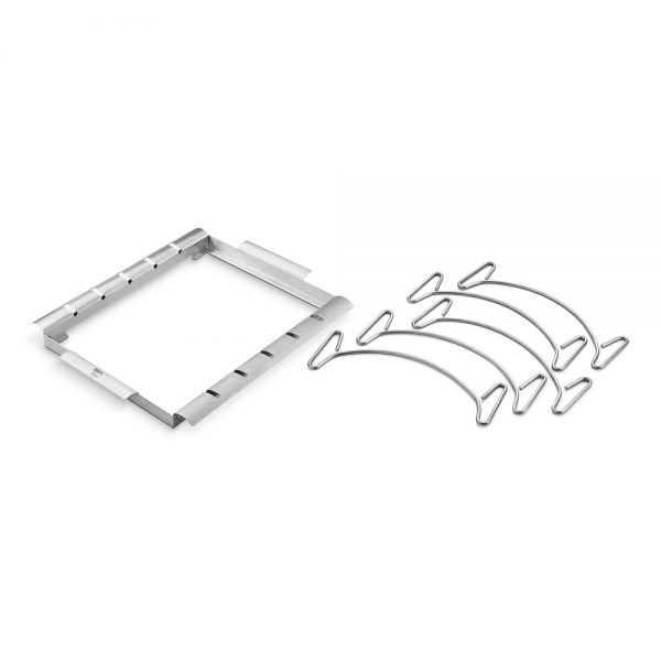 Supporto di cottura deluxe in acciaio cromato ideale per costine e arrosti.