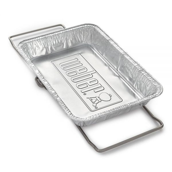 Kit umidificatore composto da una vaschetta in alluminio e un supporto in acciaio, compatibile con tutti i barbecue a pellet smokeFire Weber.