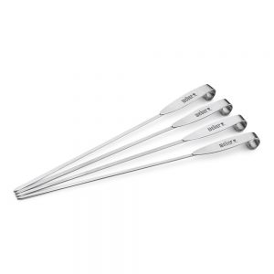 Set di 4 spiedini in acciaio inox da utilizzare in abbinamento con il supporto di cottura sospeso ETGS (Elevations Tiered Grilling System).