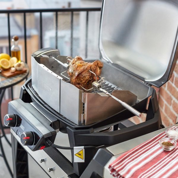 Girarrosto elettrico in acciaio inox per barbecue Weber Pulse
