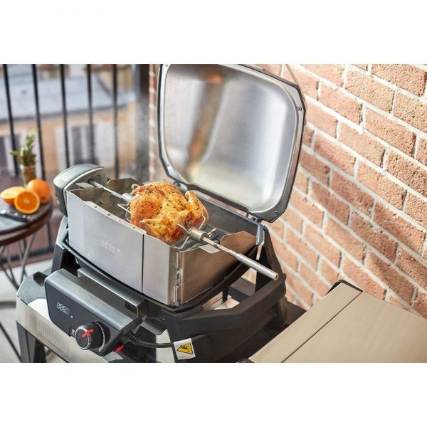 Girarrosto elettrico in acciaio inox per barbecue Weber Pulse
