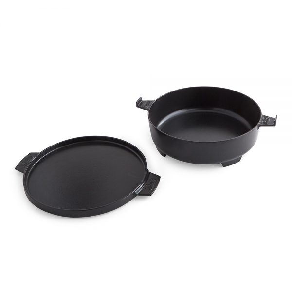 Cocotte 2 in 1 in ghisa smaltata Gourmet Barbecue System compatibile con tutti i barbecue GBS Weber