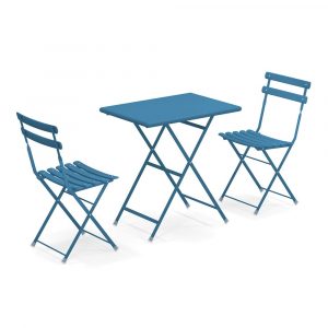 Set Arc en Ciel, 2 Sedie + Tavolino 70x50 cm Emu - Blu