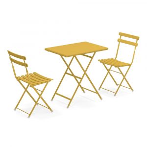 Set Arc en Ciel, 2 Sedie + Tavolino 70x50 cm Emu - Giallo Curry