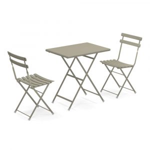 Set Arc en Ciel, 2 Sedie + Tavolino 70x50 cm Emu - Grigio