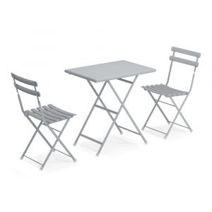 Set Arc en Ciel, 2 Sedie + Tavolino 70x50 cm Emu - Grigio Nuvola