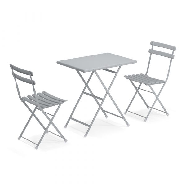 Set Arc en Ciel, 2 Sedie + Tavolino 70x50 cm Emu - Grigio Nuvola