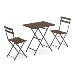 Set Arc en Ciel, 2 Sedie + Tavolino 70x50 cm Emu - Marrone d'India
