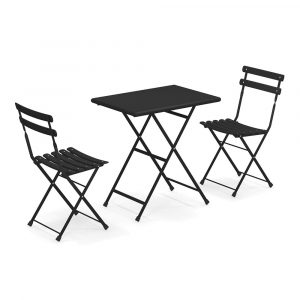 Set Arc en Ciel, 2 Sedie + Tavolino 70x50 cm Emu - Nero