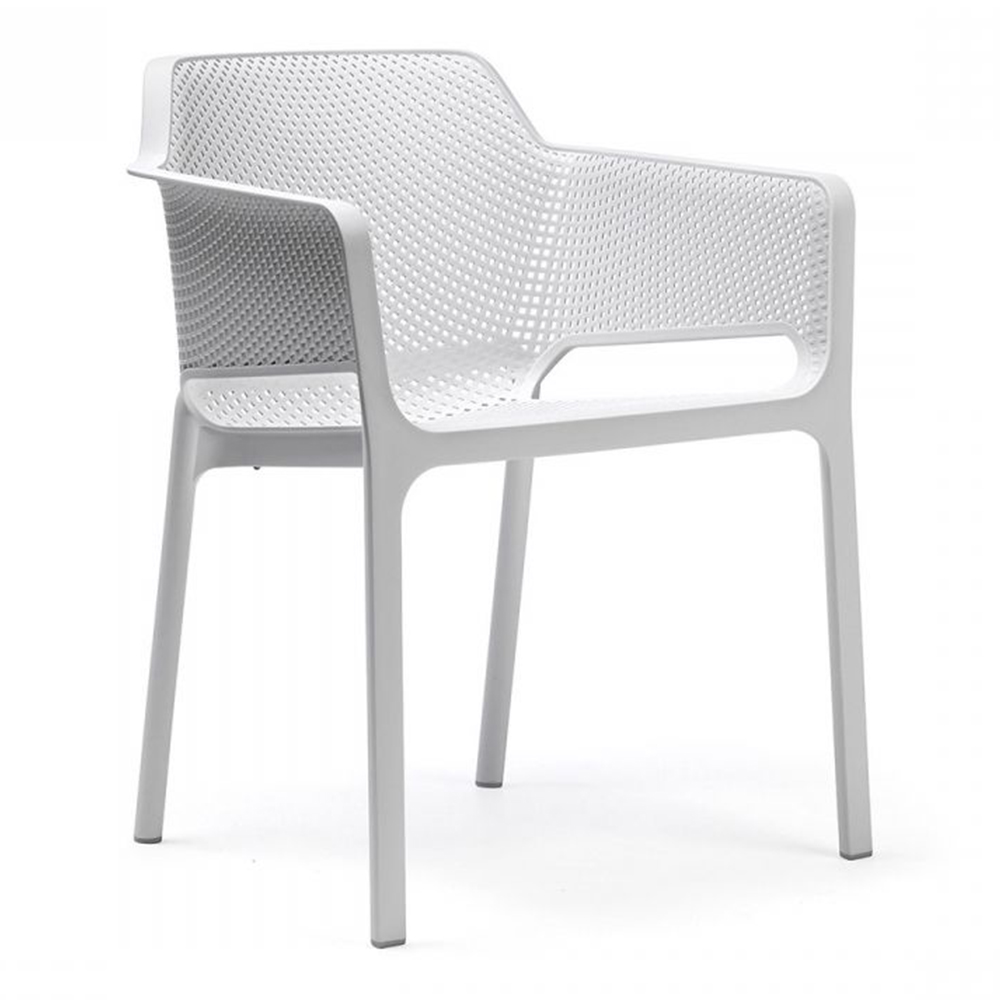 Sedia con Braccioli Impilabile Net in Resina Nardi - Bianco