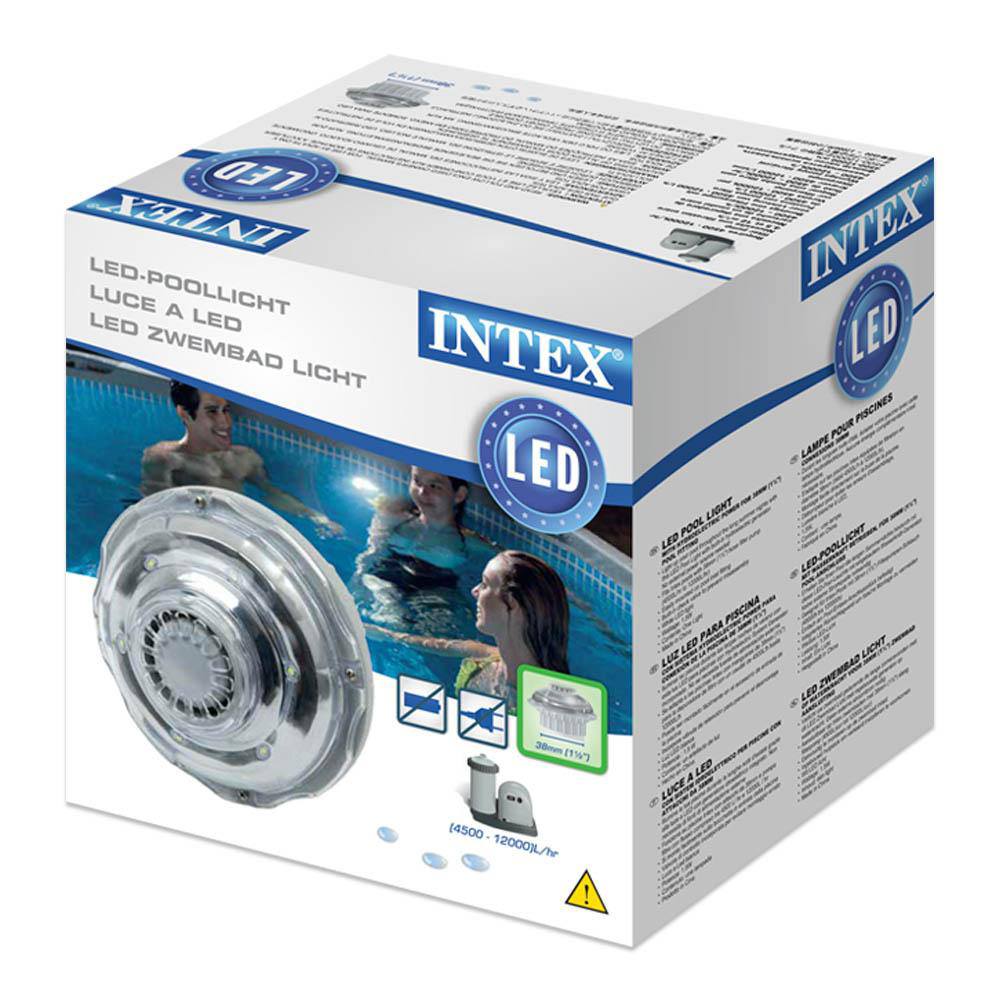 Luce a LED con funzione idroelettrica compatibile con le bocchette Intex con attacchi da 38 mm.