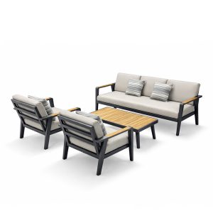 Salotto da Esterno con Divano 3 Posti Emoti in Alluminio Higold - Antracite