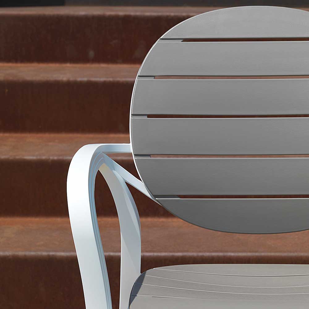 Sedia con Braccioli Impilabile Palma in Resina Nardi - Bianco/Tortora - immagine 2