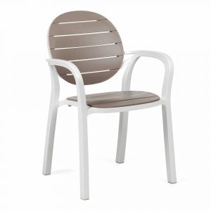 Sedia con Braccioli Impilabile Palma in Resina Nardi - Bianco/Tortora