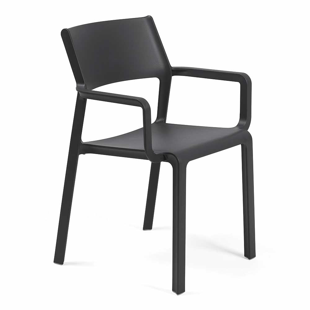 Sedia con Braccioli Impilabile Trill Armchair in Resina Nardi - Antracite