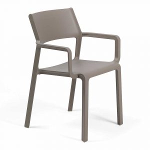 Sedia con Braccioli Impilabile Trill Armchair in Resina Nardi - Tortora