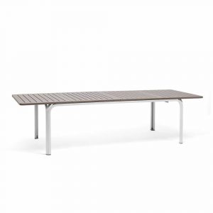 Tavolo Allungabile Alloro in Alluminio e Resina, 210/280 x 100 cm Nardi - Bianco/Tortora