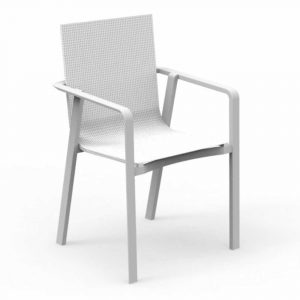 Sedia con Braccioli Impilabile Milo in Alluminio e Textilene Talenti - Bianco