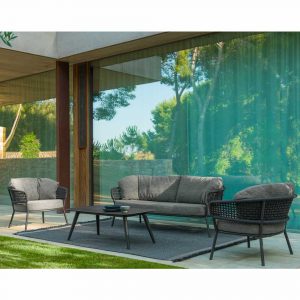 Salotto da Esterno Moon in Alluminio e Corda Talenti - Antracite