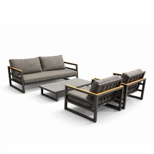 Salotto da Esterno Alabama in Alluminio e Teak Talenti - Antracite