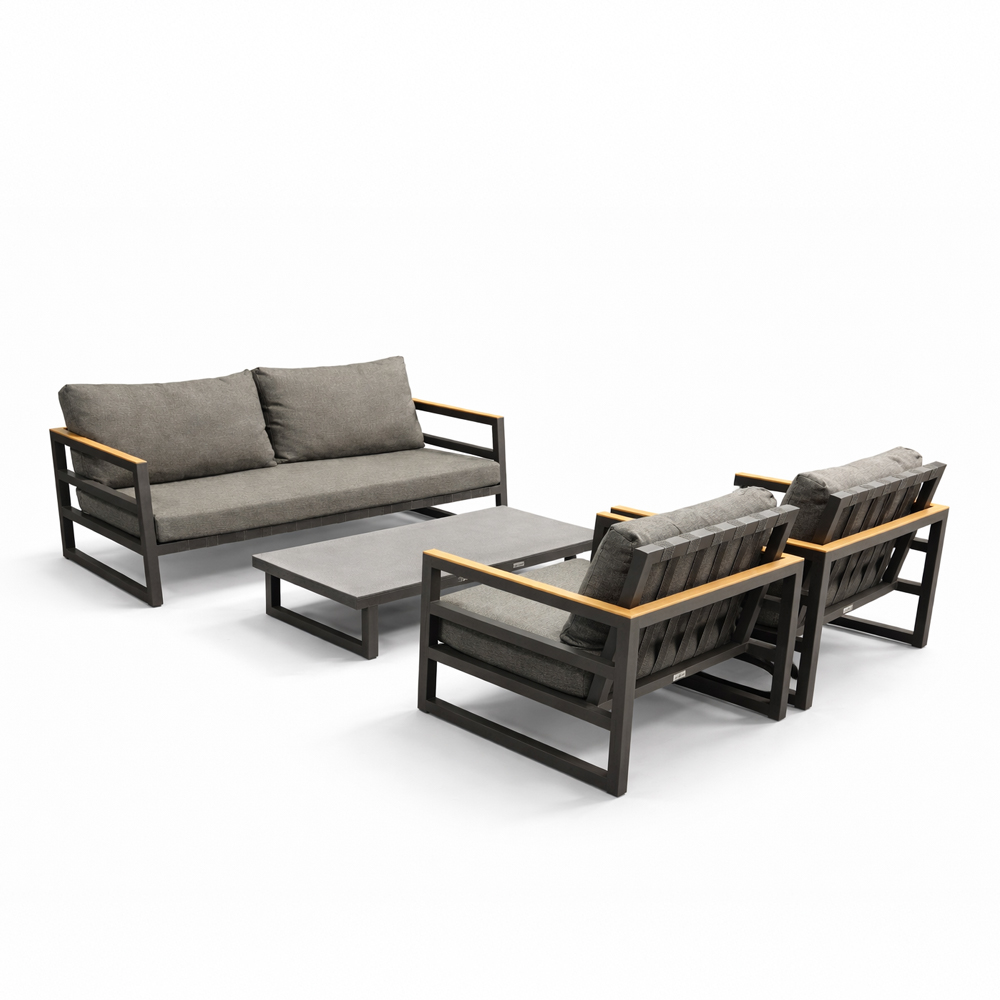 Salotto da Esterno Alabama in Alluminio e Teak Talenti - Antracite