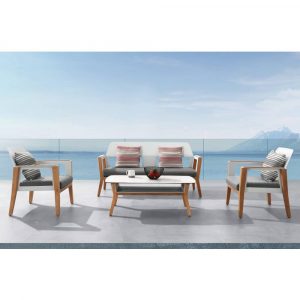 Salotto da Esterno Sheldon in Alluminio e Teak Higold - Bianco