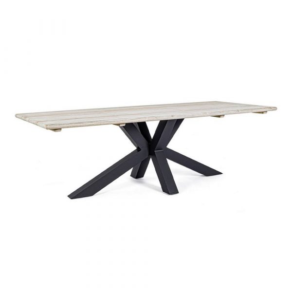 Tavolo Itaca in Alluminio e Teak, 240 x 100 cm Bizzotto - Antracite