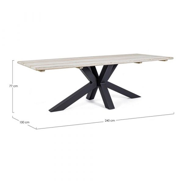 Tavolo Itaca in Alluminio e Teak, 240 x 100 cm Bizzotto - Antracite - immagine 3