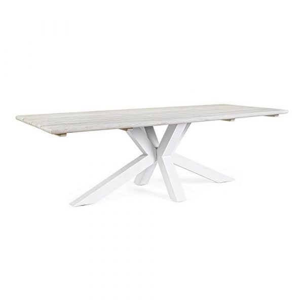 Tavolo Itaca in Alluminio e Teak, 240 x 100 cm Bizzotto - Bianco