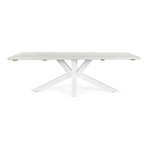 Tavolo Itaca in Alluminio e Teak, 240 x 100 cm Bizzotto - Bianco - immagine 2