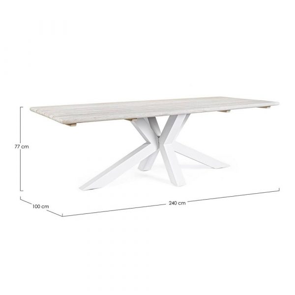 Tavolo Itaca in Alluminio e Teak, 240 x 100 cm Bizzotto - Bianco - immagine 3
