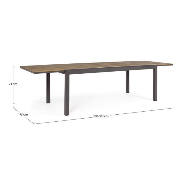 Tavolo Allungabile Elias in Alluminio e Polywood, 200/300 x 95 cm Bizzotto - Antracite - immagine 3