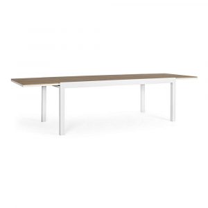 Tavolo Allungabile Elias in Alluminio e Polywood, 200/300 x 95 cm Bizzotto - Bianco