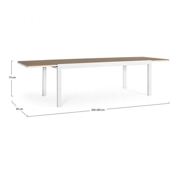 Tavolo Allungabile Elias in Alluminio e Polywood, 200/300 x 95 cm Bizzotto - Bianco - immagine 3