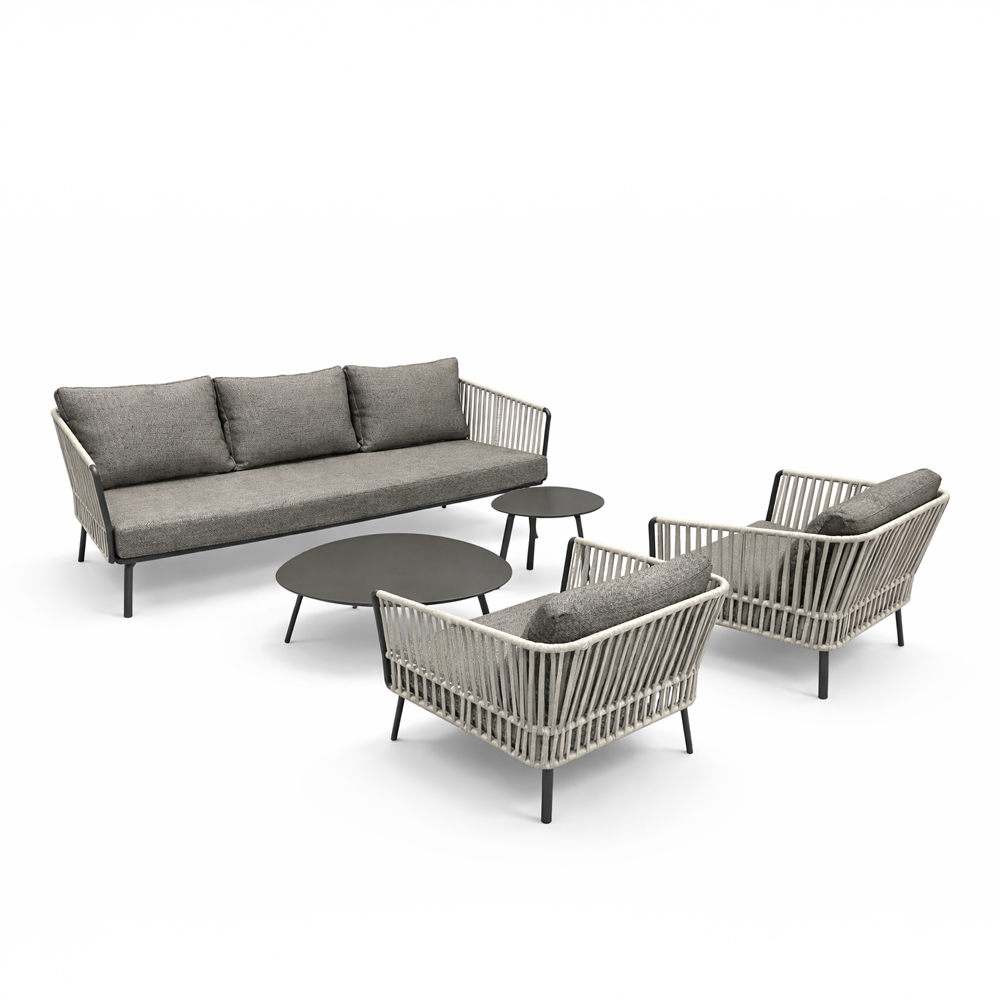 Salotto da Esterno Milo in Alluminio e Corda Talenti - Antracite