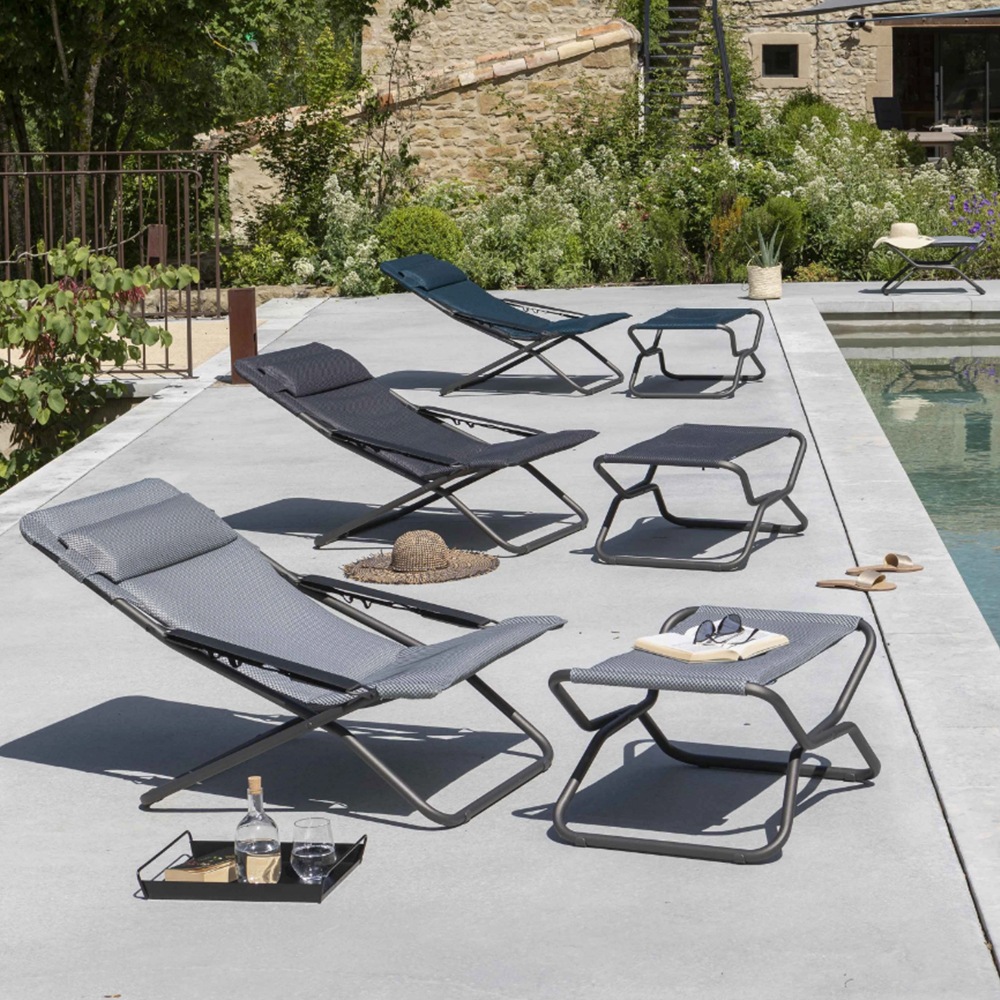 Poggiapiedi Pieghevole Next BeComfort in Acciaio e Textilene Lafuma - Silver - immagine 3