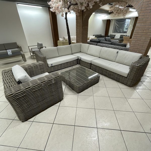 Salotto da Esterno Angolare Cocoon in Rattan Sintetico MV Outdoor - Natural